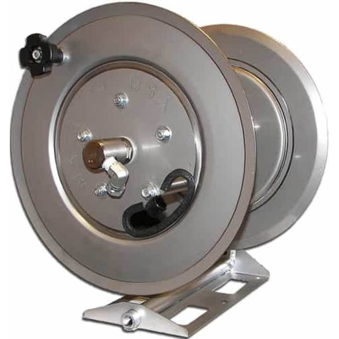Hydro Tek AR151 Stainless Steel Hose Reel – 5000 PSI, 250' Capacity, Large Base w/ Pop-Pin Lock