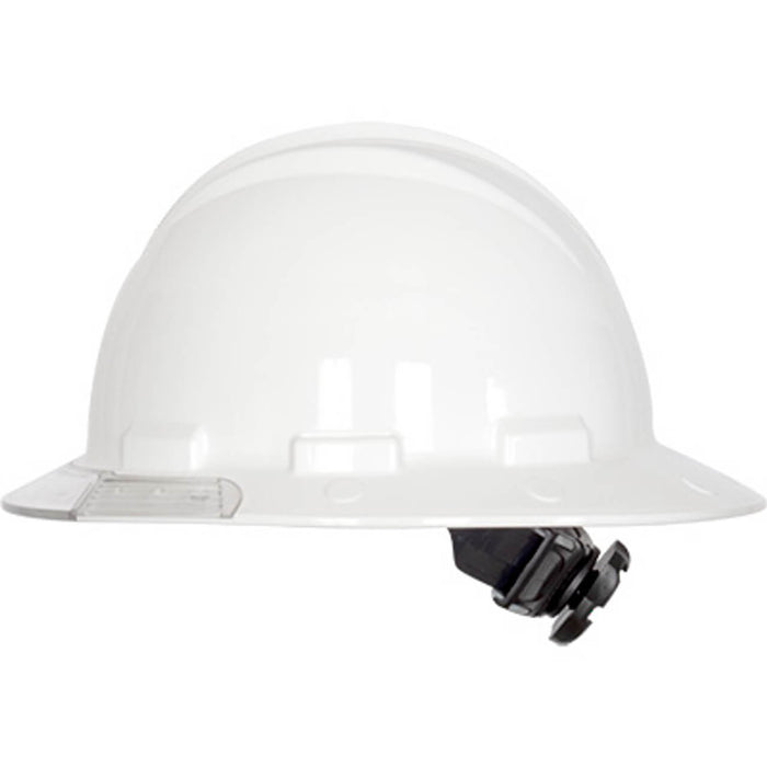 Bullard AboveView Hard Hat – 4-Point Ratchet Suspension w/ Clear Brim Visor & Cotton Brow Pad, White