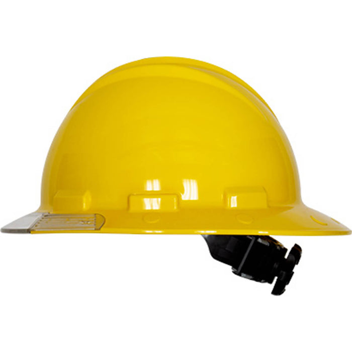 Bullard AboveView Hard Hat – 4-Point Ratchet Suspension with Clear Brim Visor & Cotton Brow Pad, Yellow