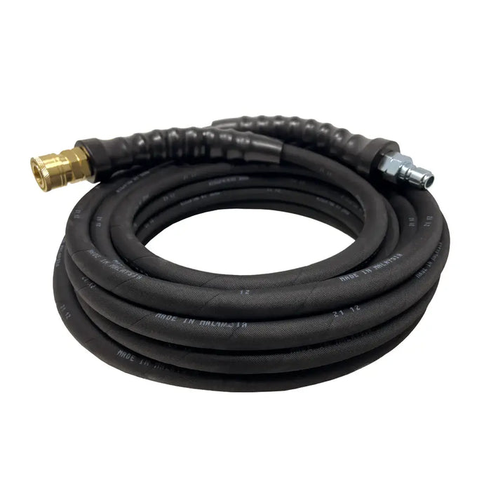 30' 3/8" Steel Braided Pressure Washer Hose – Black, Brass Quick Connect Fittings