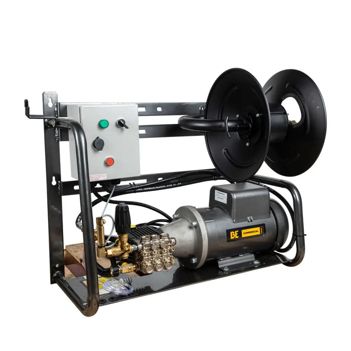 BE Power 2,000 PSI 4.0 GPM Wall Mount Electric Pressure Washer – Baldor Motor, General Pump (X-2050FW1GENHT)
