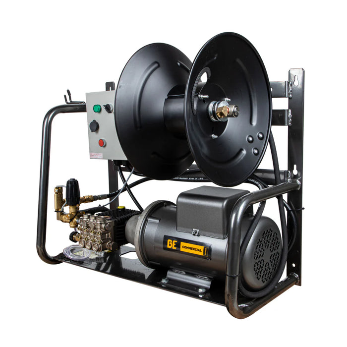 BE Power 2,000 PSI 4.0 GPM Wall Mount Electric Pressure Washer – Baldor Motor, General Pump (X-2050FW3GENHT2)
