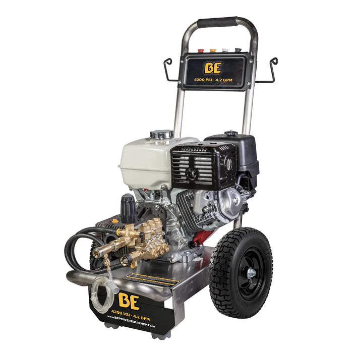 BE Power 4,200 PSI 4.2 GPM Gas Pressure Washer – Cold Water (B4213HSCS)