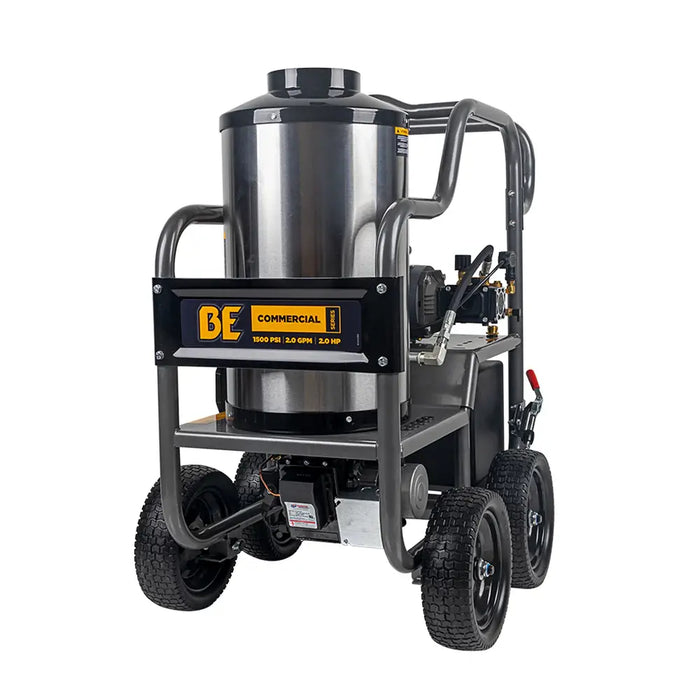 BE Power 1,500 PSI 2.0 GPM Hot Water Electric Pressure Washer – TechTop Motor, AR Triplex Pump (HW152EA)