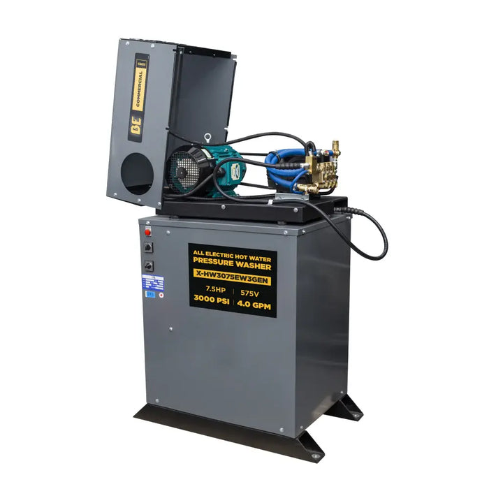 BE Power 3,000 PSI 4.0 GPM Hot Water Electric Pressure Washer – 7.5 HP Motor, General Triplex Pump (X-HW3075EW3GEN)