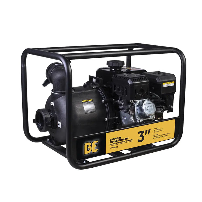 BE Power 3" Chemical Transfer Pump – Powerease 225 Engine, 225cc Gas-Powered Pump for Corrosive Liquids, Fertilizers & Chemicals (264 GPM Flow Rate)