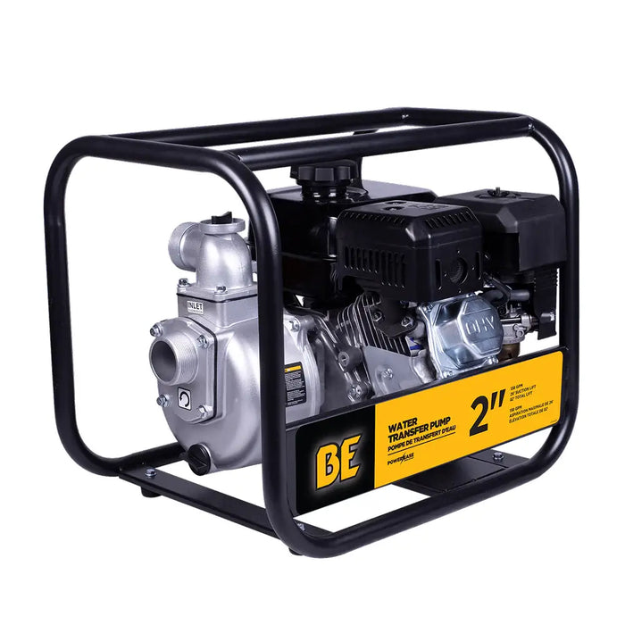 BE Power 2" Water Transfer Pump – Powerease 225 Engine, 225cc Gas-Powered Pump (33 PSI, 158 GPM Flow Rate) for Clear Water Transfer
