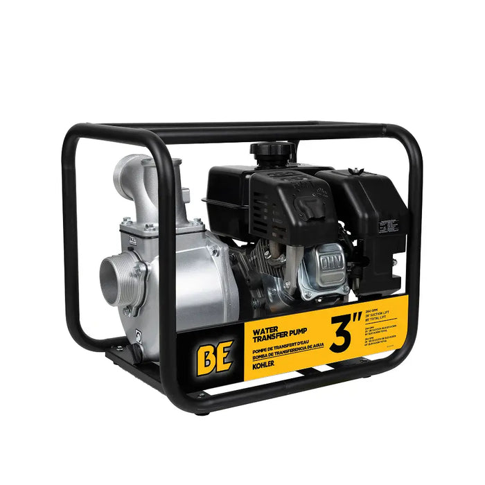 BE Power 3" Water Transfer Pump – Kohler SH270 Engine, 7 HP Gas-Powered Pump for Clear Water Transfer (264 GPM Flow Rate)