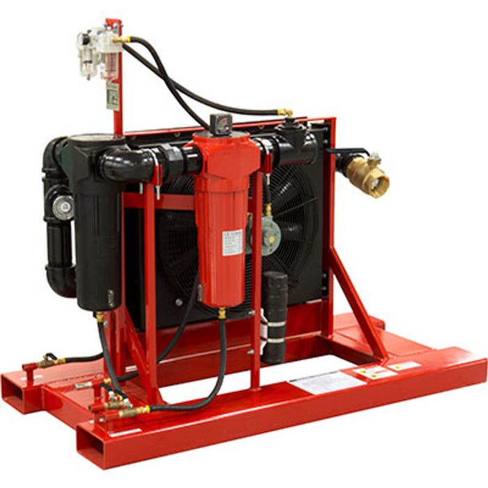 Dry Land™ Aftercooler Skid-Mounted System – 900 CFM @ 100 PSIG / 1,160 CFM @ 150 PSIG with Moisture Separator & Coalescing Filter on Powder-Coated Skid