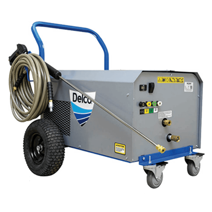 Delco DFMSS3050041C CWE Series Stainless Steel Electric Cold Water Floor-Mount Pressure Washer – 10 HP, 230V 3-Phase, 25A