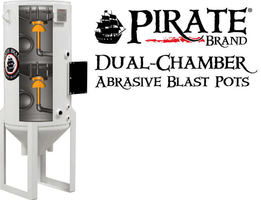 8.0 cu ft Stationary Dual-Chamber Electric Blast Pot – 2-Outlet Sandblasting System with Wall-Mounted Abrasive Cut-Off Feature
