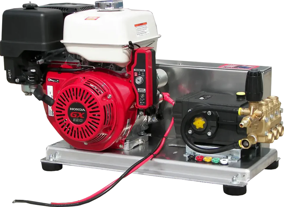 Pressure-Pro S/EB4035HG-20 Eagle Series II Skid Pressure Washer – 4.0 GPM @ 3500 PSI, Honda GX390 Gas Engine, GP Pump, Cold Water