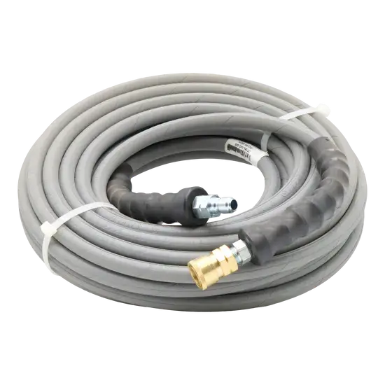 Gladiator 4000 PSI Gray Pressure Washer Hose – 3/8" x 50', Wrapped, with QC Fittings