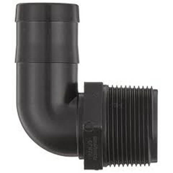 HB-125-90 Banjo Poly 90° Hose Barb Fitting – 1-1/4" Pipe x 1-1/4" Barb
