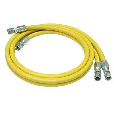 3/16" Twinline Control Hose Assembly – 5 Ft Yellow/Yellow w/ Black Stripe, w/ Reusable Fittings