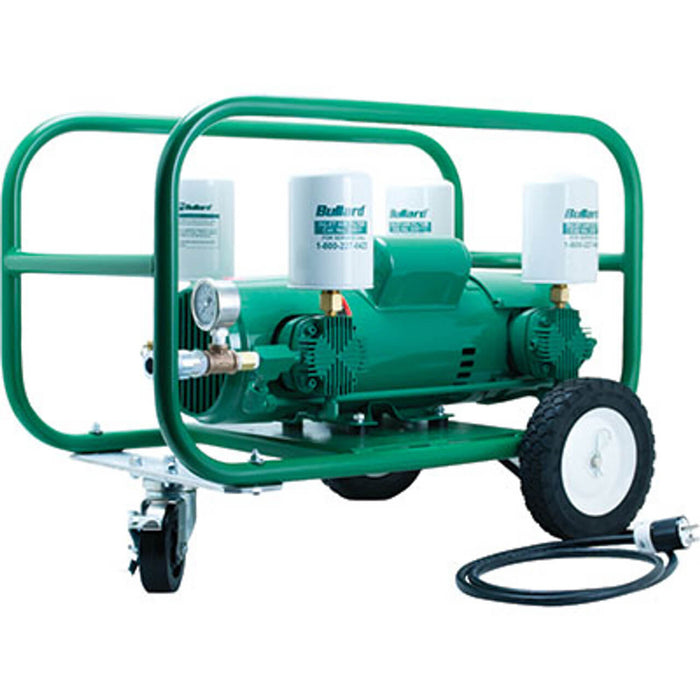 Bullard ICE Pump – Electric-Driven Free Air Pump (11 CFM, 2 HP Piston), 1 Worker Output w/ 1/2" Industrial Interchange QD Coupler – Includes Wheel Kit & Roll Cage