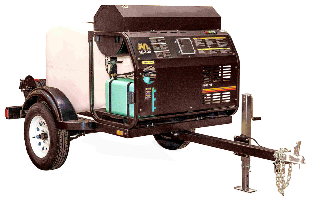 Mi-T-M JPH-4004-0MGH-T Hot Water Pressure Washer Trailer – 4000 PSI 3.7 GPM Honda GX390