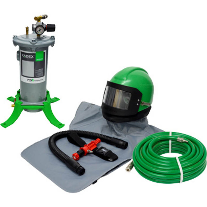 Respirator Package – RPB Nova 2000 with Hot Tube, Medium Head Dome & Sidewings, Includes 50' Breathing Air Supply Hose & RPB Radex Airline Filter