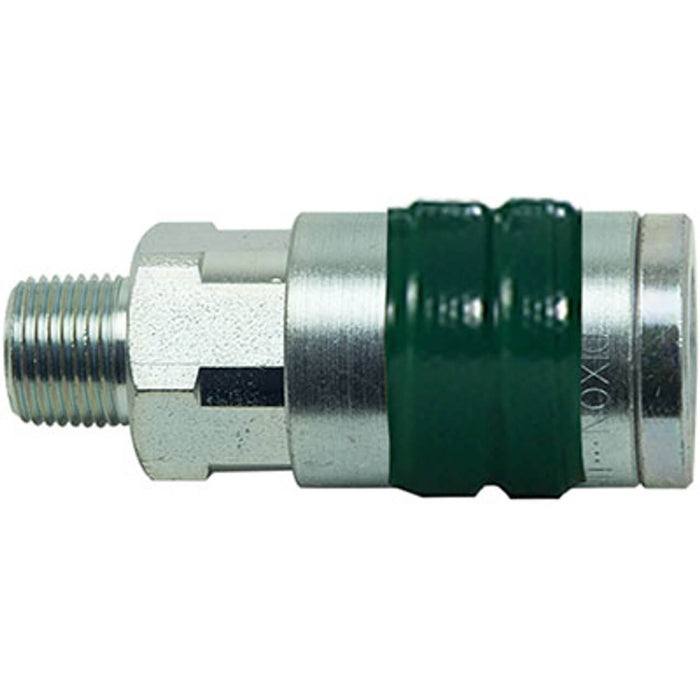 Bullard Free-Air Pump Quick-Disconnect Coupler – 1/2" Industrial Interchange, 3/8" NPT, Flow-Through (Green Band)