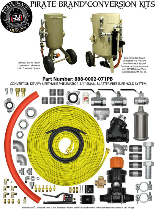 APV Urethane Pneumatic Conversion Kit 1-1/4" for Small Blaster Pressure Hold System w/ 55' Twinline Control Hose (Replaces Schmidt Axxiom 0002-071)