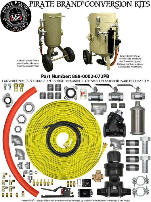 APV II Tungsten Carbide Pneumatic Conversion Kit 1-1/4" for Small Blaster Pressure Hold System w/ 55' Twinline Control Hose (Replaces Schmidt Axxiom 0002-072)