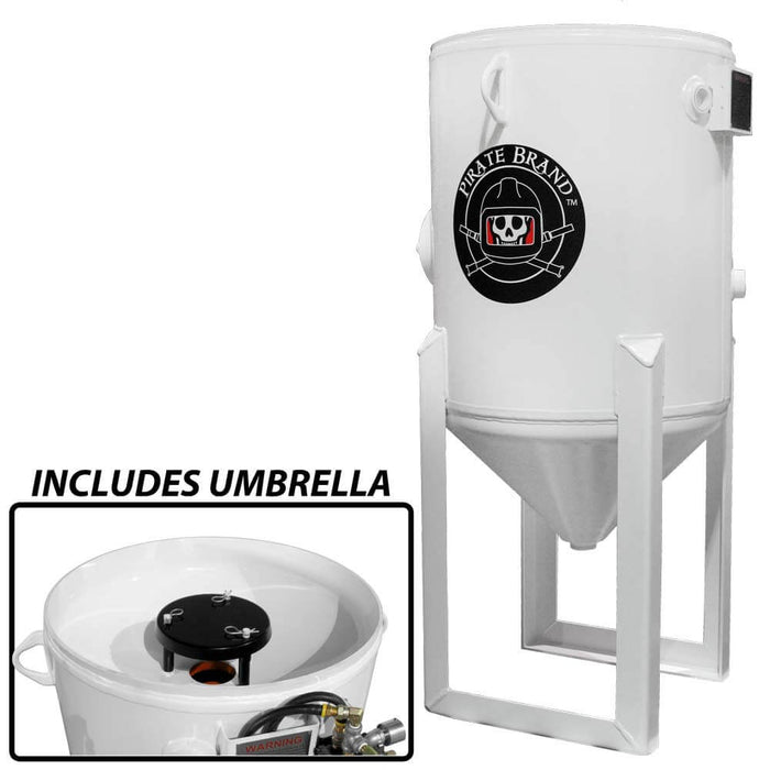 6.5 cu ft Stationary Blast Pot Pressure Vessel – 150 PSI, 90° Cone Bottom – Includes Umbrella, Handway & Pop-Up Assembly – Replaces Schmidt Axxiom 0430-000-00
