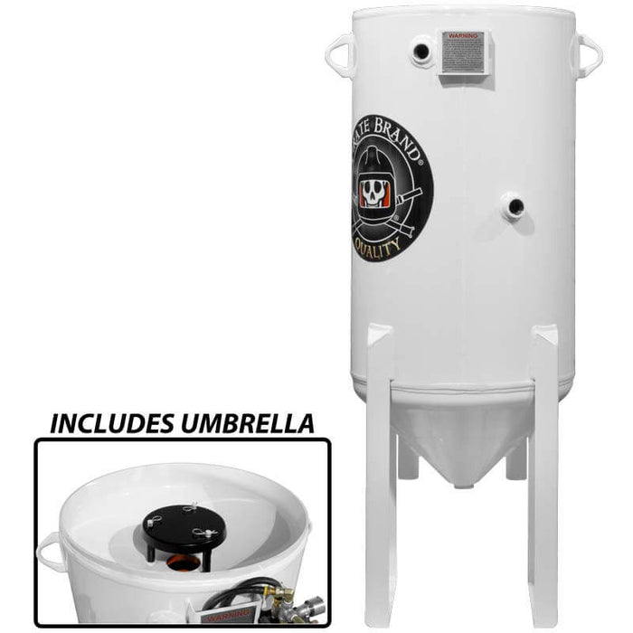 10 cu ft Stationary Blast Pot Pressure Vessel – 150 PSI, 2 Outlet, 90° Cone Bottom – Includes Umbrella, Handway & Pop-Up Assembly