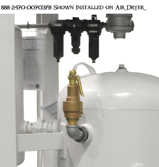 1-1/4" NPT Safety Valve Pop-Off Kit – ASME, 150 PSIG, 1602 SCFM – Top Venting, Hard Seat – For 400–1600 CFM Air Dryers