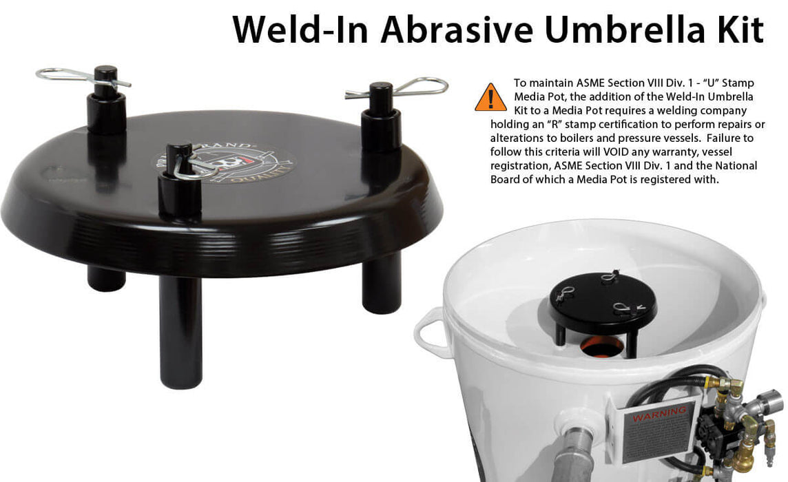 Abrasive Umbrella Kit – Weld-In, Adjustable Height – Powder Coated – Blast Pot Flow Control – Replaces Schmidt Axxiom 7001-001