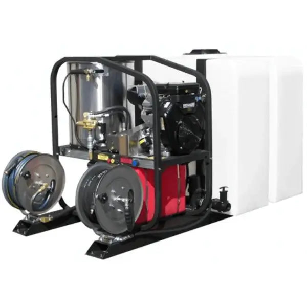Pressure-Pro T185TWH / SK40004HH Hot Water Pressure Washer – Skid Mount, 200 Gallon Tank Skid w/ Hose Reels, 4.0 GPM @ 4000 PSI, Honda GX390, Direct Drive