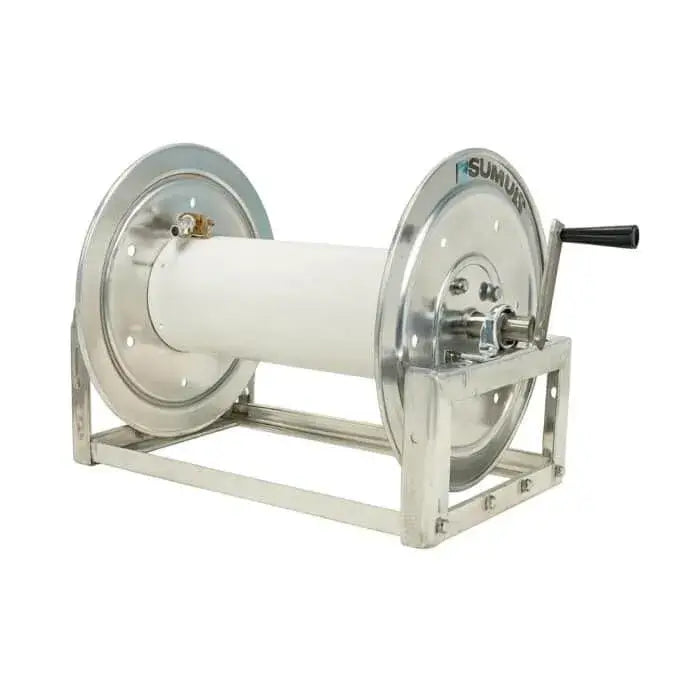Summit SM18-AL/SS 18" Full Frame Manual Hose Reel – Aluminum w/ Stainless Steel Plumbing