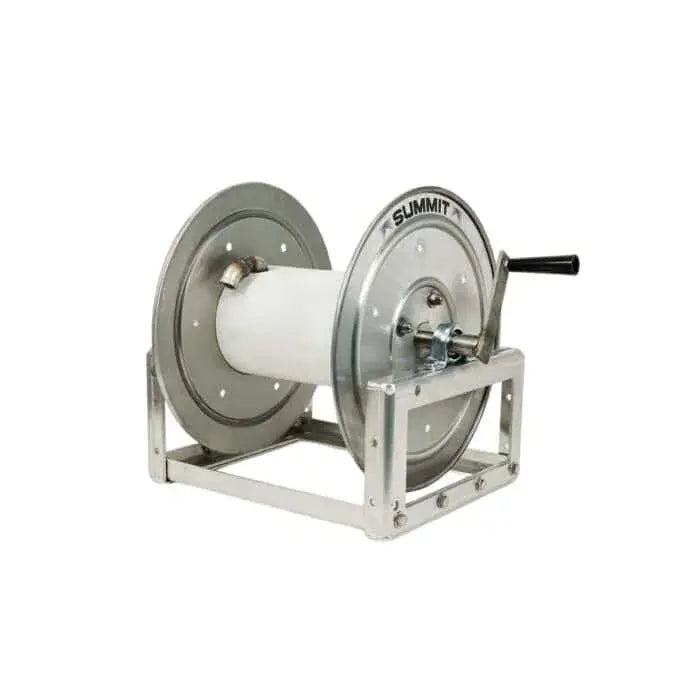 Summit SM12-AL/SS 12" Manual Hose Reel – Aluminum w/ Stainless Steel Plumbing