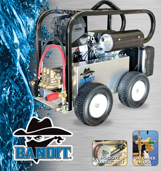 B-5050HC Bandit Ultra Roll Cage Pressure Washer – 5 GPM @ 5000 PSI – Honda GX690 – Comet TW5050S – Belt Drive – Premium Accessory Kit – 4 Wheel Cart