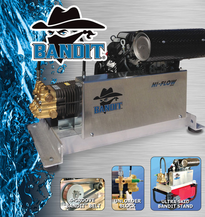 B-K8035HCX Bandit Skid Pressure Washer – 8 GPM @ 3500 PSI – Honda GX690 – Comet TW8036 w/ VRT3 Unloader