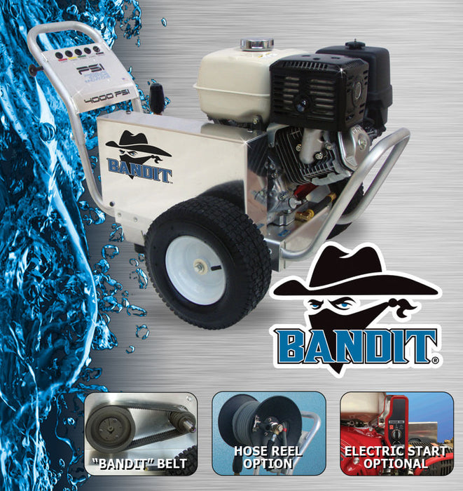 B-4035HG Bandit Pressure Washer – 4 GPM @ 4000 PSI – Honda GX390 – GP TSS1511 Belt Drive